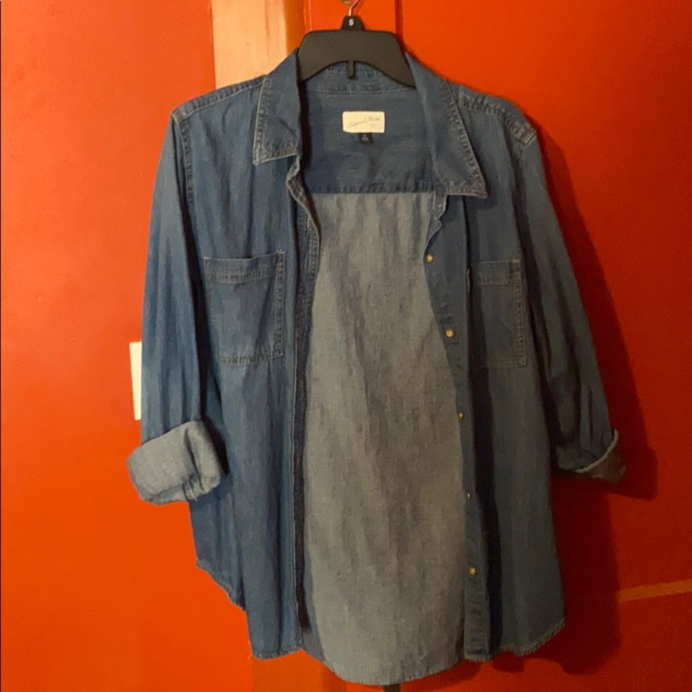 Blue denim button up